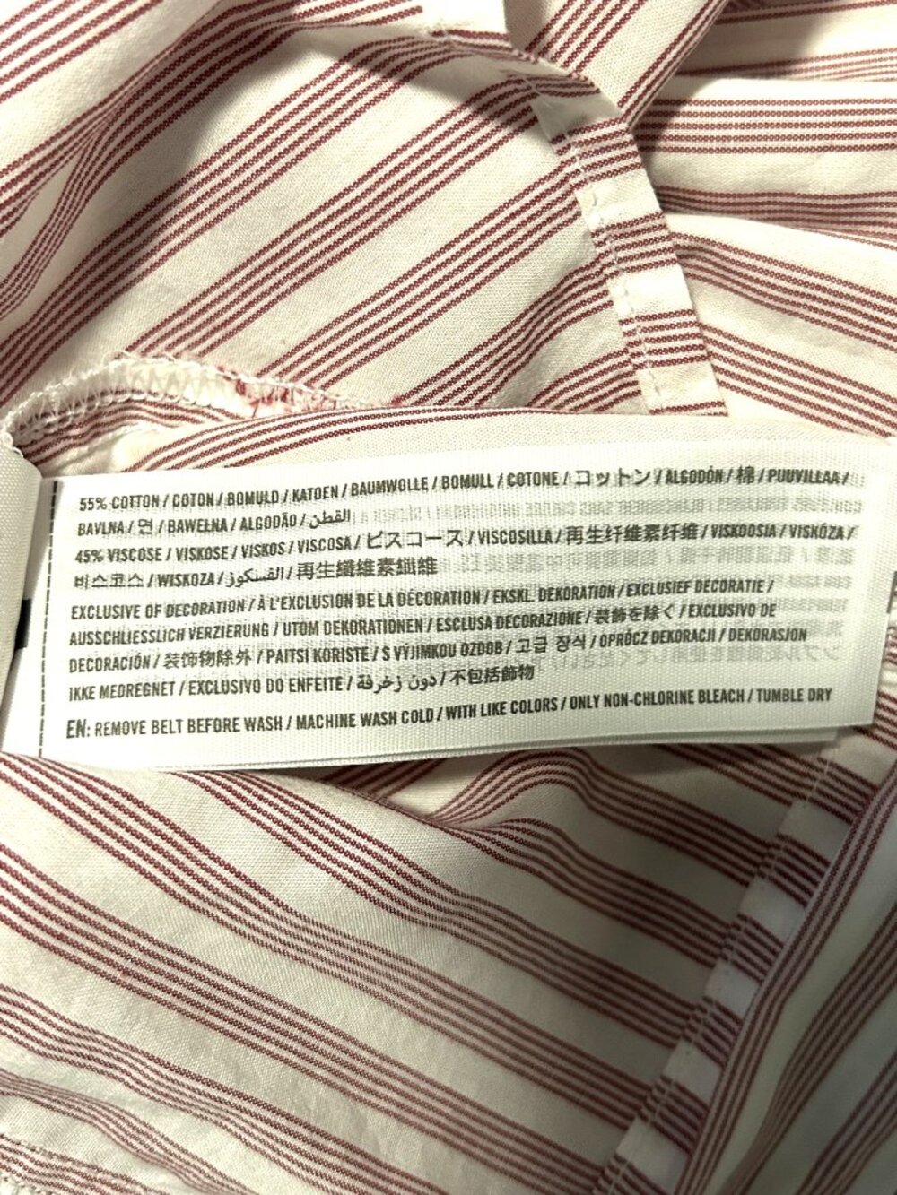 NWT Abercrombie & Fitch cotton blend pink & white striped v-neck blouse, size S - Picture 6 of 6